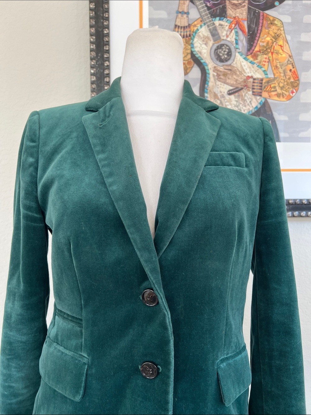 J. Crew Green Velvet Schoolboy Blazer 4 - Picture 4 of 5